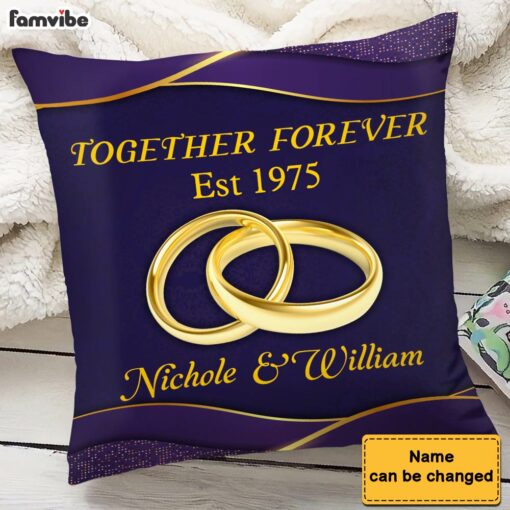 Personalized Couple Gift Wedding Rings Together Forever Pillow