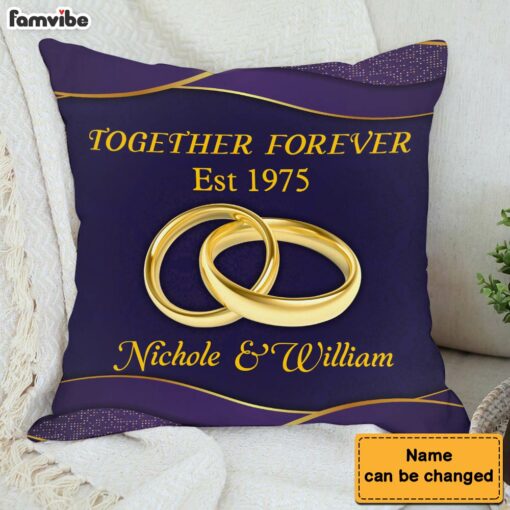 Personalized Couple Gift Wedding Rings Together Forever Pillow