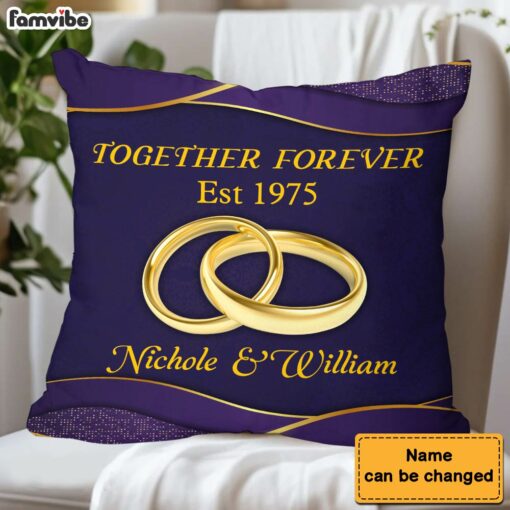 Personalized Couple Gift Wedding Rings Together Forever Pillow