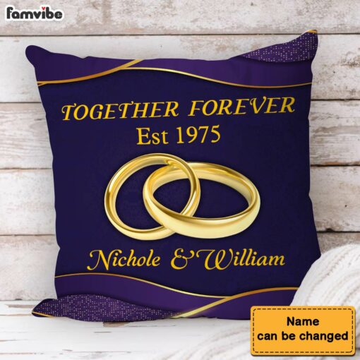 Personalized Couple Gift Wedding Rings Together Forever Pillow