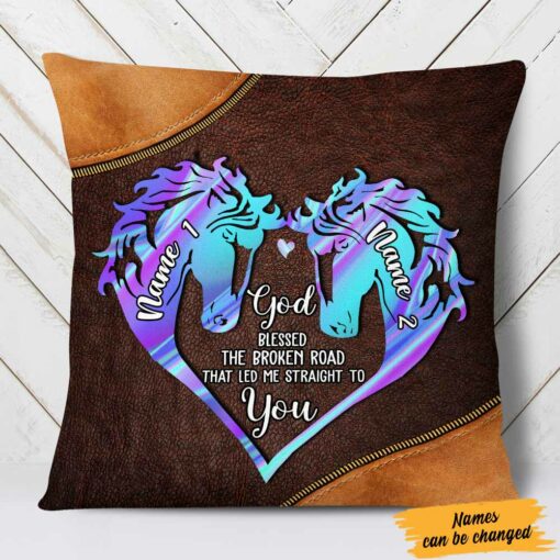 Personalized Couple Horse Pillow