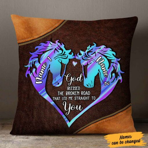 Personalized Couple Horse Pillow