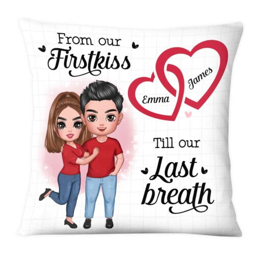 Personalized Couple Interlocking Hearts Pillow