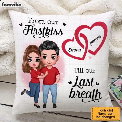 Personalized Couple Interlocking Hearts Pillow