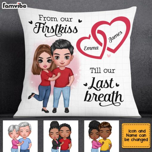 Personalized Couple Interlocking Hearts Pillow