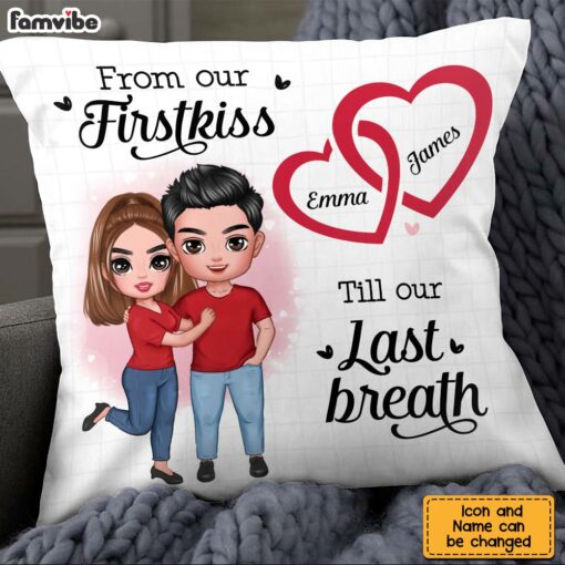 Personalized Couple Interlocking Hearts Pillow