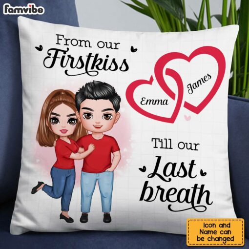 Personalized Couple Interlocking Hearts Pillow