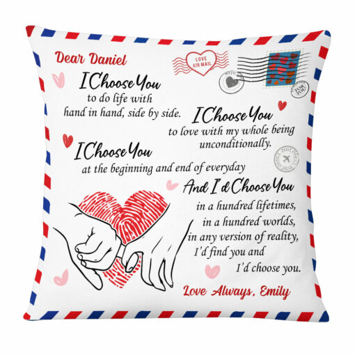 Personalized Couple Love Letter I Choose You Pillow