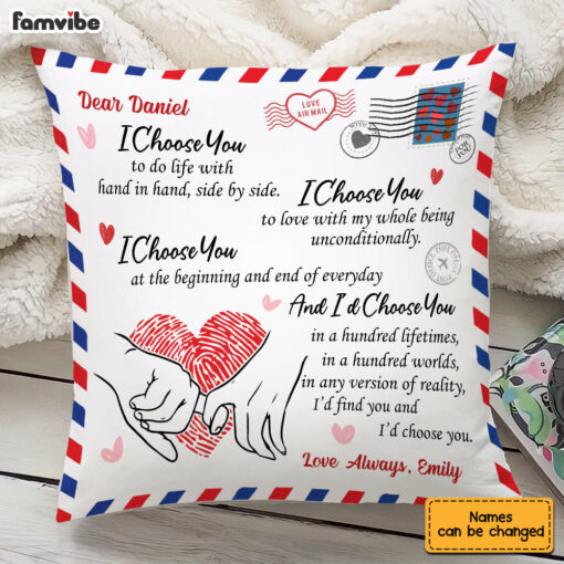 Personalized Couple Love Letter I Choose You Pillow