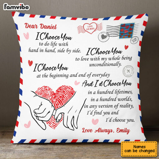 Personalized Couple Love Letter I Choose You Pillow