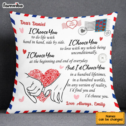 Personalized Couple Love Letter I Choose You Pillow