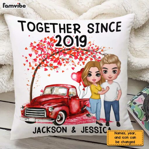 Personalized Couple Love Tree Red Truck Pillow