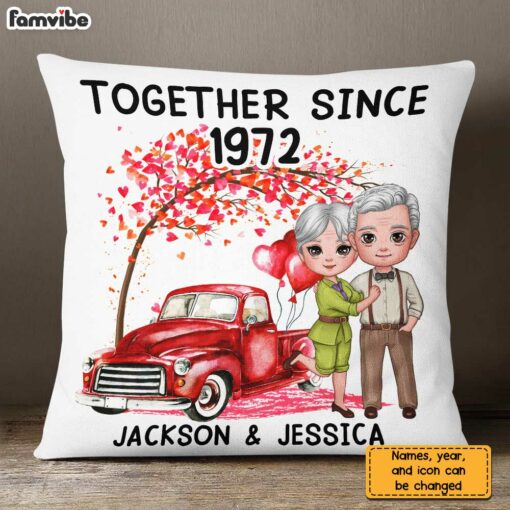 Personalized Couple Love Tree Red Truck Pillow