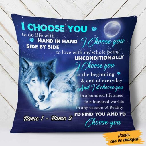 Personalized Couple Love Wolf Pillow