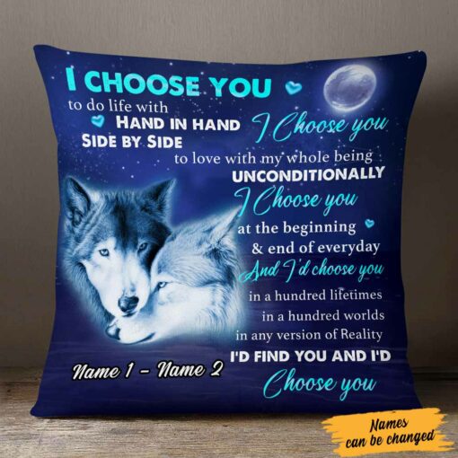 Personalized Couple Love Wolf Pillow