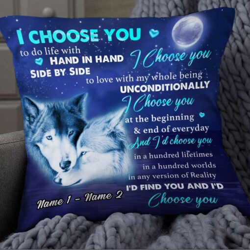 Personalized Couple Love Wolf Pillow