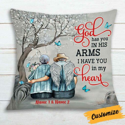 Personalized Couple Memo God Has You In His Arms Pillow