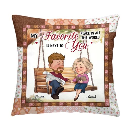 Personalized Couple My Favorite Place In All The World Is Next To You Pillow