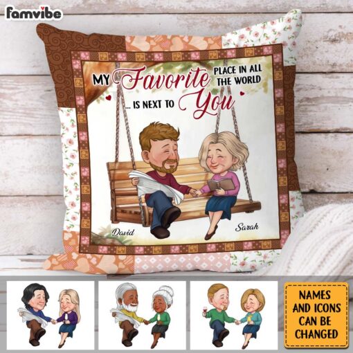 Personalized Couple My Favorite Place In All The World Is Next To You Pillow