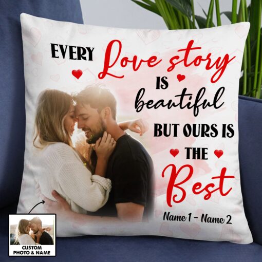 Personalized Couple Photo Love Story Pillow