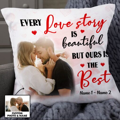 Personalized Couple Photo Love Story Pillow