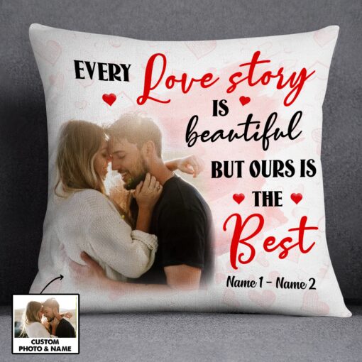 Personalized Couple Photo Love Story Pillow