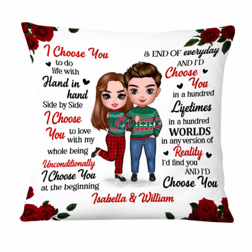 Personalized Couple Rose I Choose You Pillow