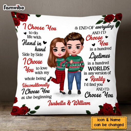 Personalized Couple Rose I Choose You Pillow