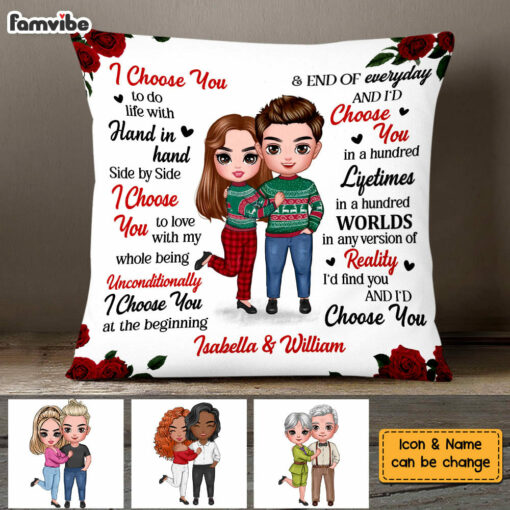 Personalized Couple Rose I Choose You Pillow