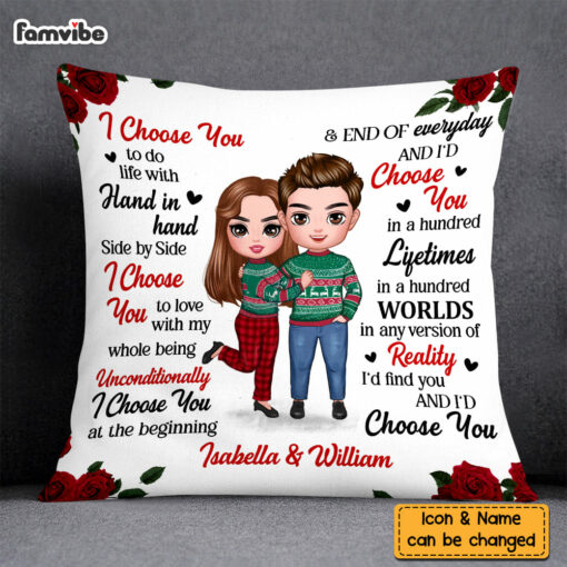 Personalized Couple Rose I Choose You Pillow