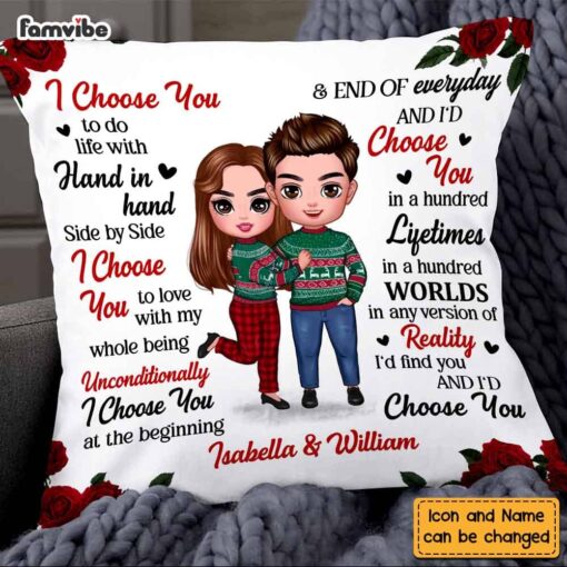 Personalized Couple Rose I Choose You Pillow