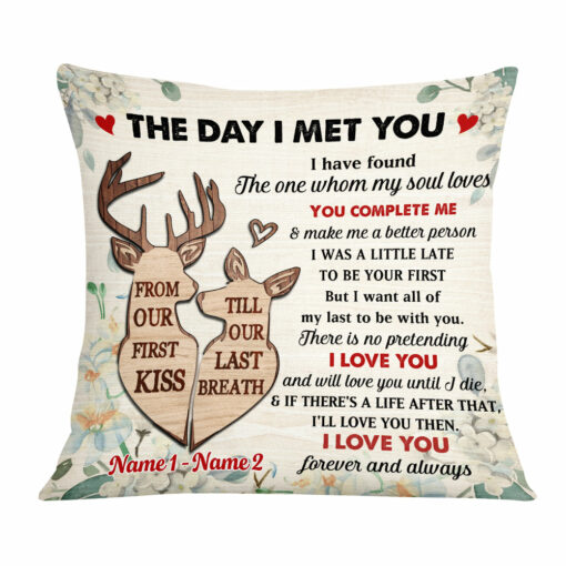 Personalized Couple The Day Deer Pillow