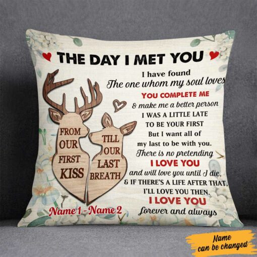 Personalized Couple The Day Deer Pillow