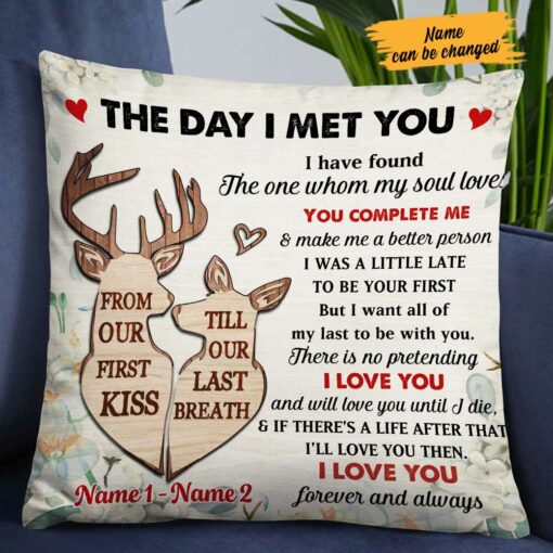 Personalized Couple The Day Deer Pillow