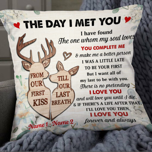 Personalized Couple The Day Deer Pillow