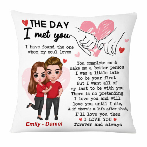 Personalized Couple The Day Holding Hands Pillow