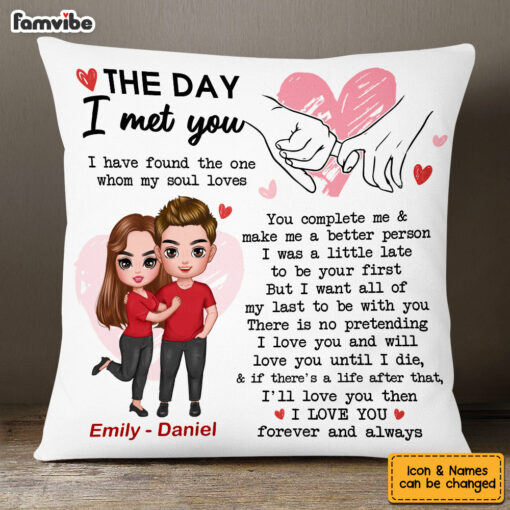 Personalized Couple The Day Holding Hands Pillow