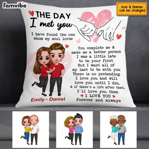 Personalized Couple The Day Holding Hands Pillow