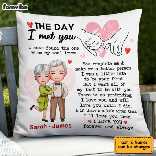 Personalized Couple The Day Holding Hands Pillow