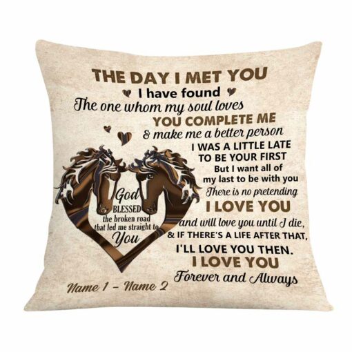 Personalized Couple The Day Horse Pillow