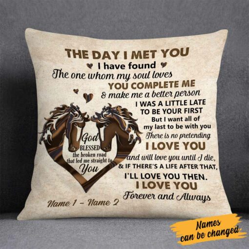 Personalized Couple The Day Horse Pillow