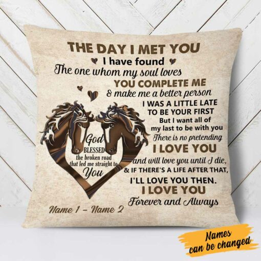 Personalized Couple The Day Horse Pillow