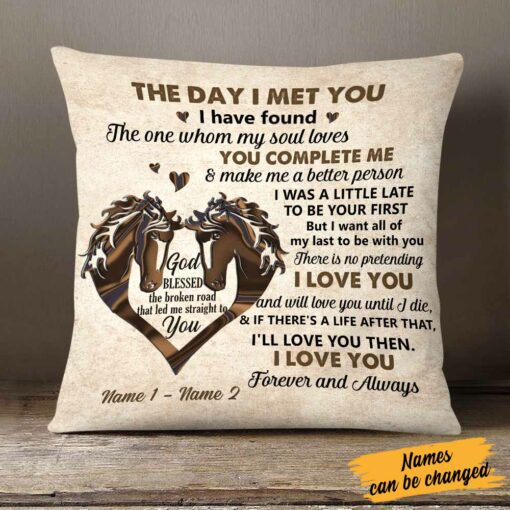 Personalized Couple The Day Horse Pillow