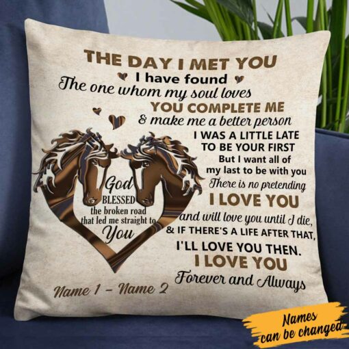 Personalized Couple The Day Horse Pillow