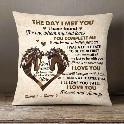 Personalized Couple The Day Horse Pillow