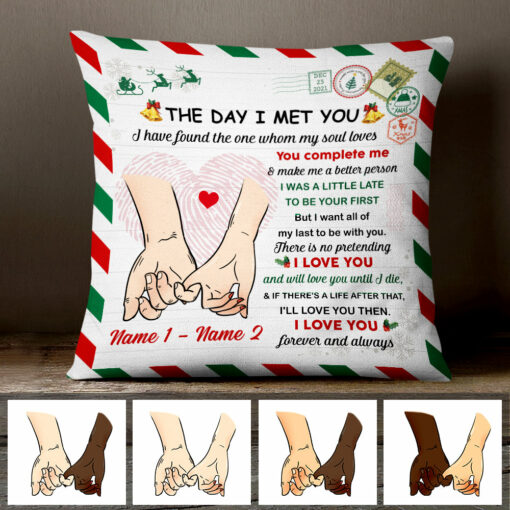 Personalized Couple The Day I Meet You Christmas Pillow