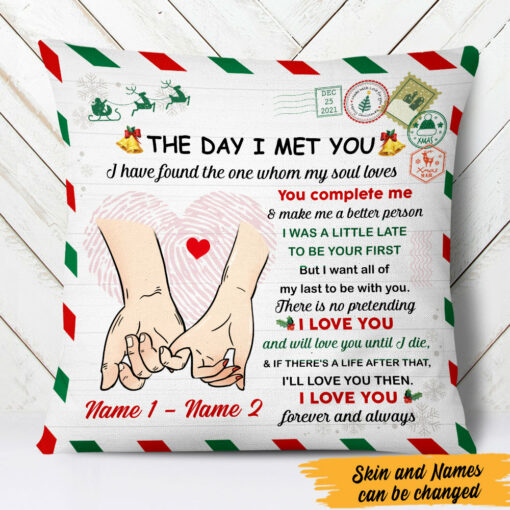 Personalized Couple The Day I Meet You Christmas Pillow