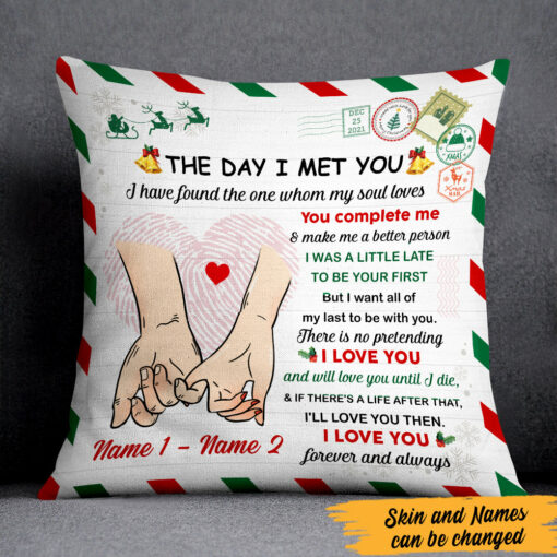 Personalized Couple The Day I Meet You Christmas Pillow