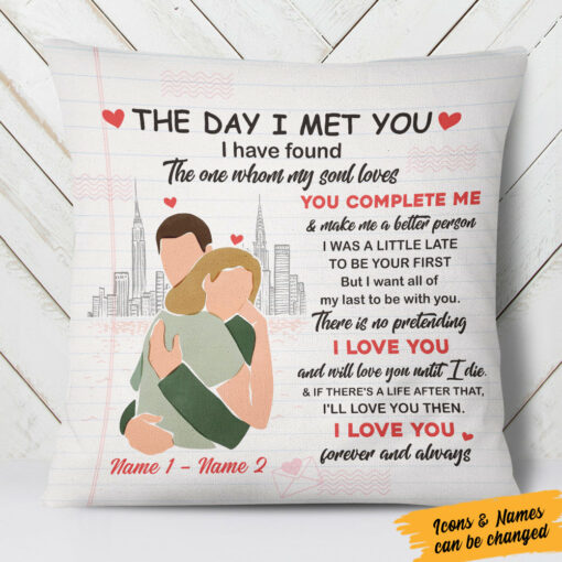 Personalized Couple The Day I Met You Pillow