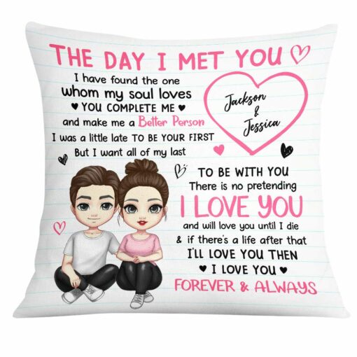 Personalized Couple The Day We Met Pillow